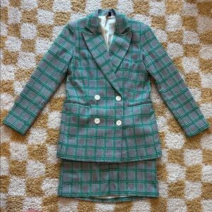 Topshop Green Plaid Suit